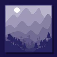 plantilla de diseño de ilustración de paisaje natural, con una combinación de montañas y abetos vector