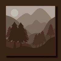 natural scenery illustration design template, with a combination of mountains and fir trees vector