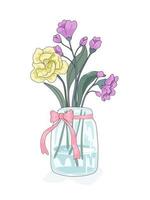 Flower vase vector illustration collection designed in doodle style on white background for card, digital print, t-shirt design, bag, clothing pattern, craft, and more.