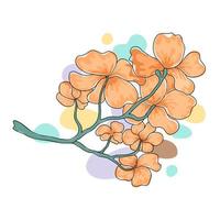 ilustración de vector de flores diseñada en colores brillantes estilo garabato sobre fondo blanco para tarjetas, fondos, poscard, carteles, regalos, decoraciones temáticas de primavera y más
