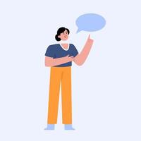 Young woman talking with speech bubble vector