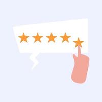 Hand showing five star rating selection finger vector