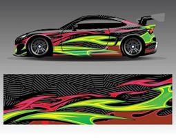 Diseños de kit de fondo de carreras de rayas abstractas gráficas para envolver vehículos carrera coche rally aventura vector