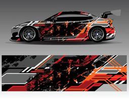 Diseños de kit de fondo de carreras de rayas abstractas gráficas para envolver vehículos carrera coche rally aventura vector