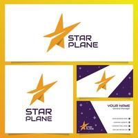 diseño de logotipo de avión de papel estrella con plantilla de tarjeta de visita vector