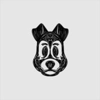 the scribble art line dog logo design with white background vector