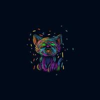 el diseño de arte pop de color de línea de mascotas de gato con fondo oscuro vector