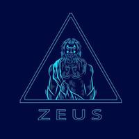 zeus la línea del logotipo de la mitología retrato de arte pop dios diseño colorido con fondo oscuro. ilustración vectorial abstracta.