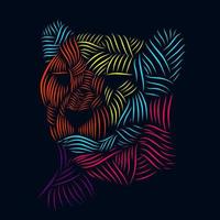 el logotipo de retrato de arte pop de la línea de guepardo diseño colorido con fondo oscuro vector