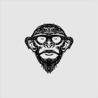 the scribble art fun face monkey gorilla logo with white background vector