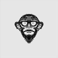 the scribble art fun face monkey gorilla logo with white background vector