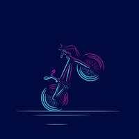 bicycle line pop art potrait logo colorful design with dark background. Isolated black background for t-shirt, poster, clothing, merch, apparel, badge design vector