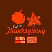 Happy Thanksgiving Background Illustration. Hand drawn typography poster. Celebration text, icon or badge. Vector wallpaper.