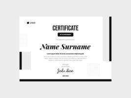 Elegant Luxury Monochrome Certificate Template vector