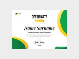 Modern Green Yellow Gradient Certificate Template vector