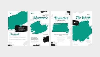 conjunto de banner de standee enrollable de aventura de viaje de vacaciones para volante y plantilla de historia de redes sociales