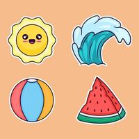 Collection of summer sticker vector