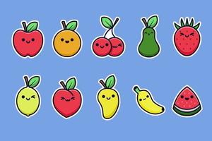 Collection of cute fruits sticker vector
