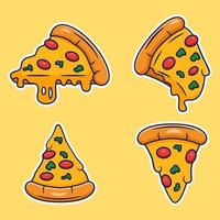 Collection of pizza sticker vector