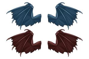 open vampire wings cartoon style isolated white background vector