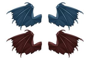 open vampire wings cartoon style isolated white background vector