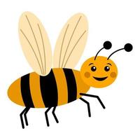 bee character flat cartoon isolated white background vector