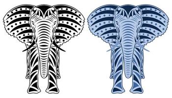 Elefante ornamental line art vista frontal aislado fondo blanco. vector