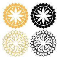 circle flower ornament decoration element isolated white background vector