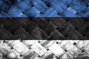 estonia flag screen on wicker wood background photo