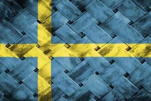 sweden flag screen on wicker wood background photo