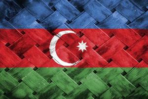 azerbaijan flag screen on wicker wood background photo