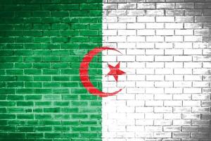 fondo de textura de pared de bandera de argelia foto