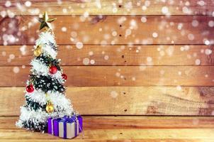 Christmas tree , objects for emblazon in Christmas wood background photo