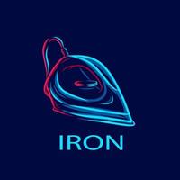 Iron for clothing line pop art potrait logo colorful design with dark background. Abstract vector illustration.