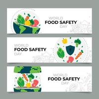 plantilla de banner de concepto del día mundial de la inocuidad de los alimentos vector