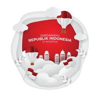 corte de papel del día de la independencia de indonesia vector