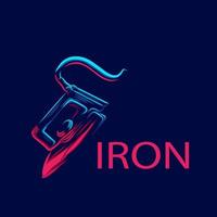 Iron for clothing line pop art potrait logo colorful design with dark background. Abstract vector illustration.