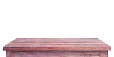 wooden table isolated on white background with clipping path photo