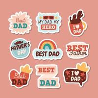 Happy Father's Day Doodle Patch Sticker Collection vector