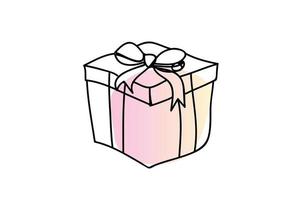 Gift box with ribbon bow , continuous line drawing, vector design