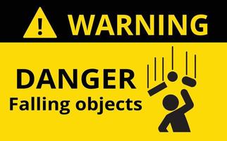 Falling objects,  warning sign, safety first, Construction concept, vector illustration.