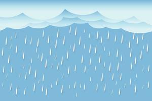 Heavy rain in dark sky, rainy season, clouds and storm, weather nature background, Flood natural disaster, vector illustration.