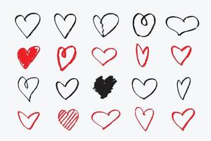 Vector of set heart free hand brush