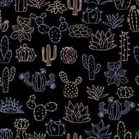 Seamless cactus pattern. Repeating hand drawn background. vector