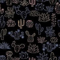 Seamless cactus pattern. Repeating hand drawn background. vector