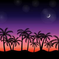 Tropical night forest hand drawn style for fashion fabric , wallpaper, and all prints. Palms, moon and stars. vector