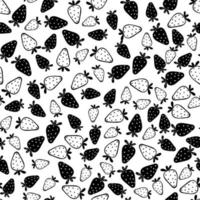 Strawberry vector seamless pattern background. Fruit illustrations monochrome background.