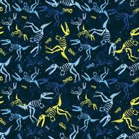 Dinosaurs skeleton with stars. Funny print for textiles. vector