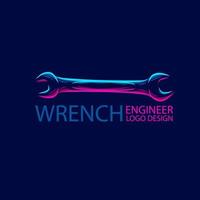 Wrench equipment line pop art portrait colorful design with dark background. Abstract vector illustration.