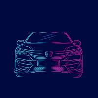 Diseño colorido de retrato de arte pop de línea de automóvil automotriz con fondo oscuro. ilustración vectorial abstracta. vector